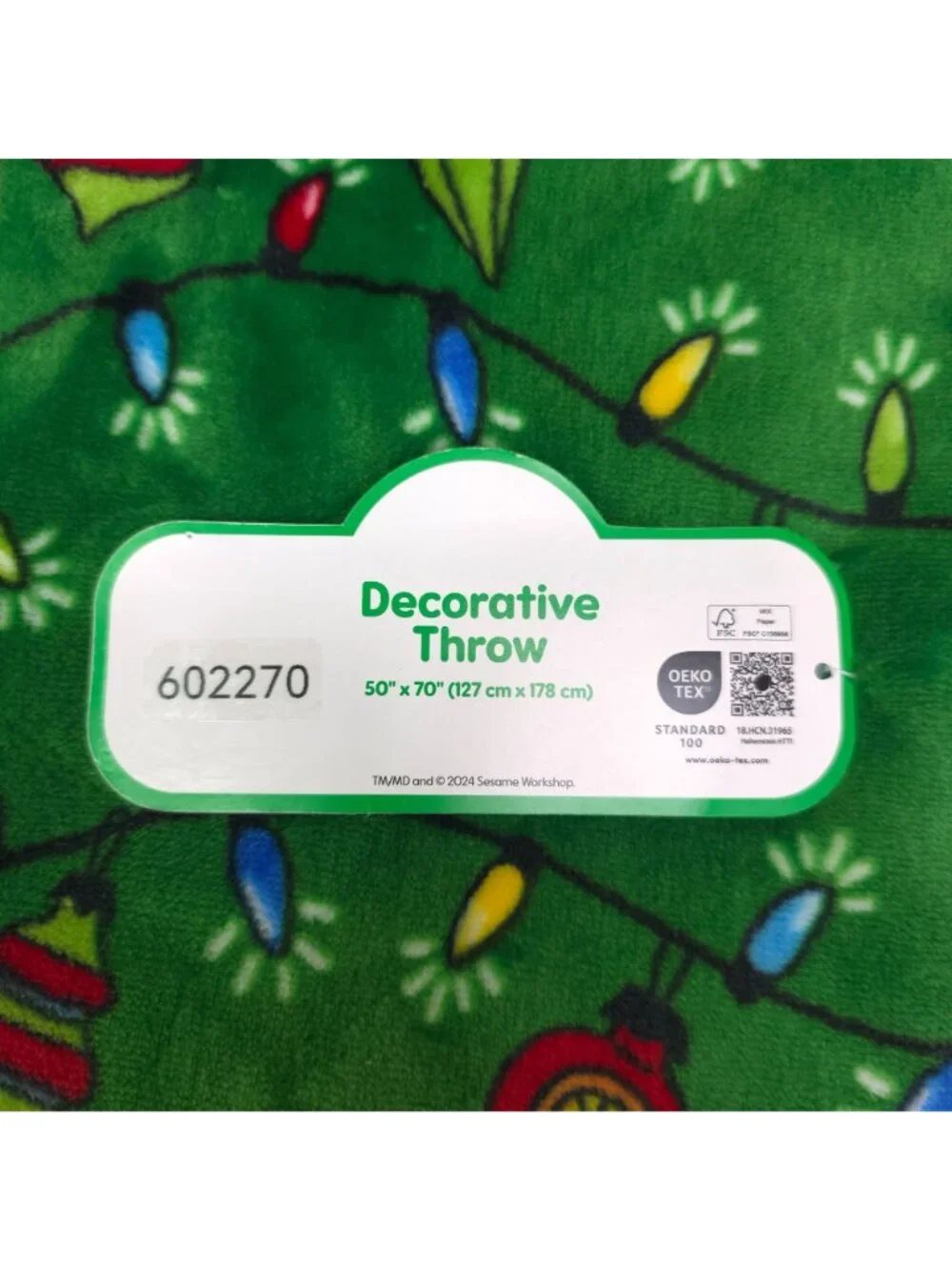 Sesame Street Christmas Decorative Plush Throw Blanket 50x70